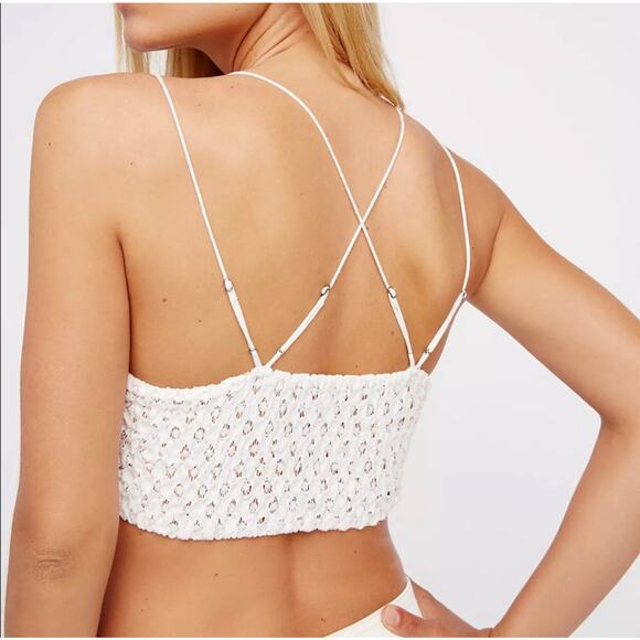 Free People White Adella Lace Boho Bralette Brami - Picture 3 of 6